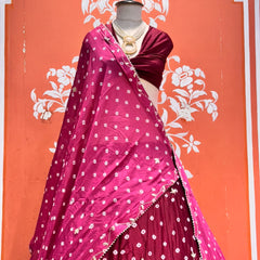Chinon Silk Bandhej Lehenga