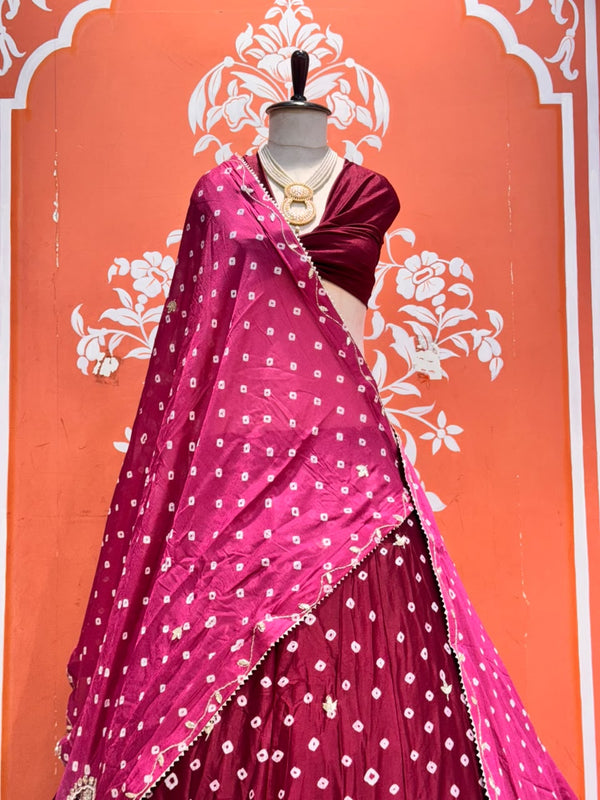 Chinon Silk Bandhej Lehenga