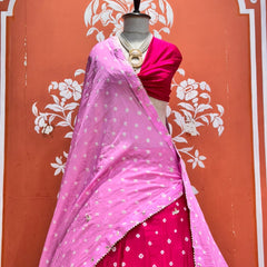 Chinon Silk Bandhej Lehenga