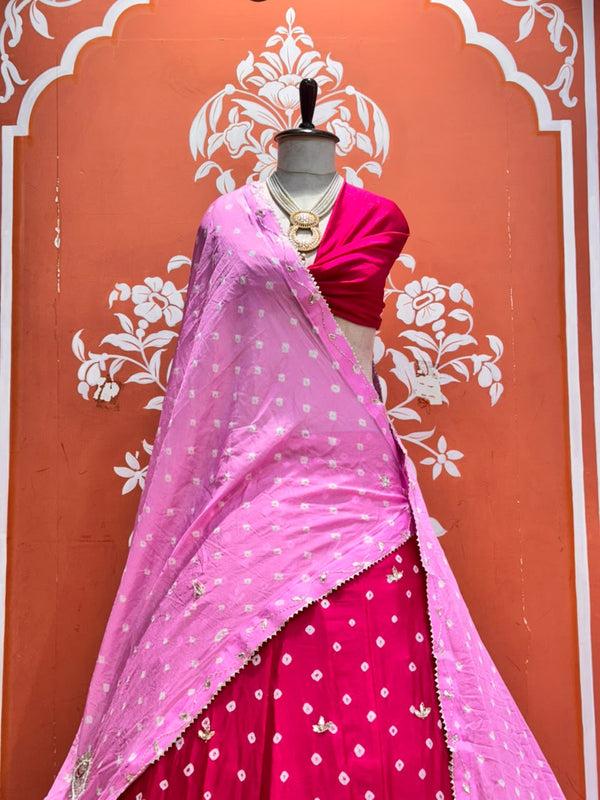 Chinon Silk Bandhej Lehenga