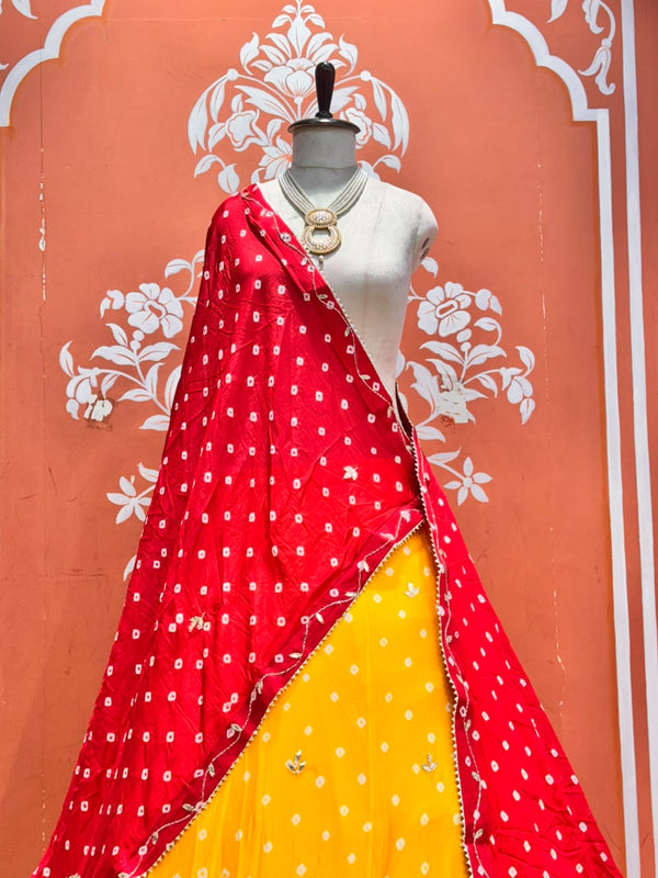 Chinon Silk Bandhej Lehenga