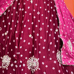 Chinon Silk Bandhej Lehenga