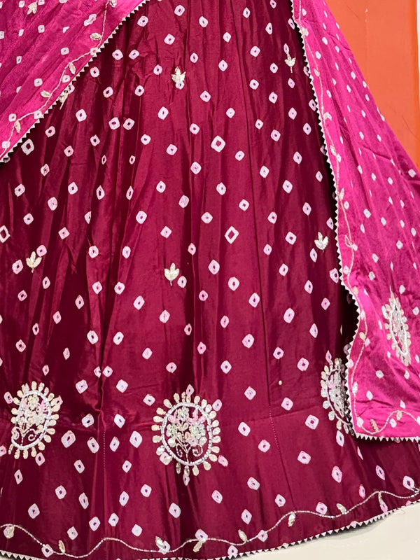 Chinon Silk Bandhej Lehenga