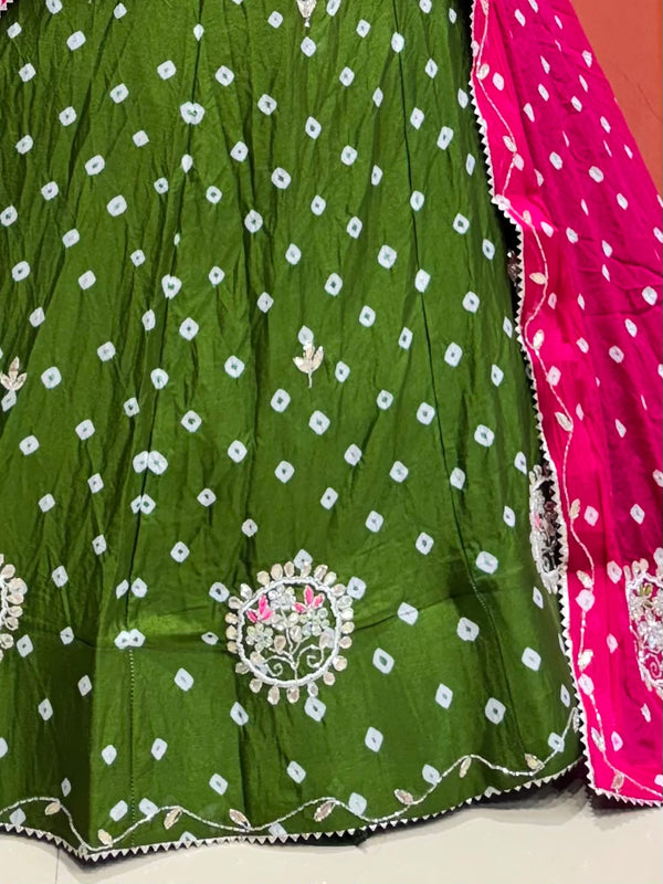 Chinon Silk Bandhej Lehenga