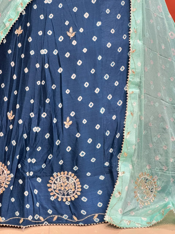 Chinon Silk Bandhej Lehenga