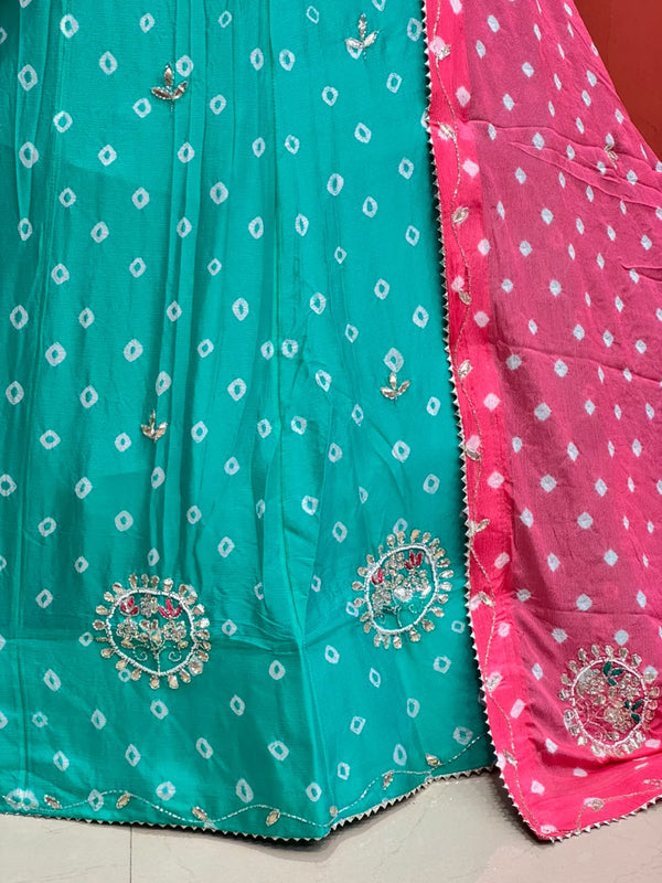 Chinon Silk Bandhej Lehenga