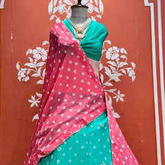 Chinon Silk Bandhej Lehenga