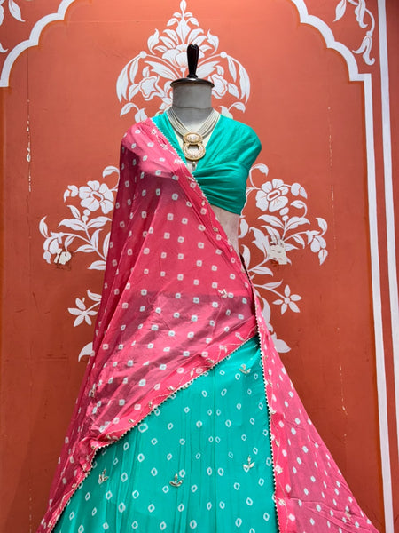 Chinon Silk Bandhej Lehenga