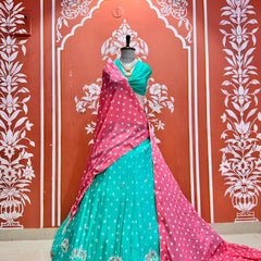 Chinon Silk Bandhej Lehenga