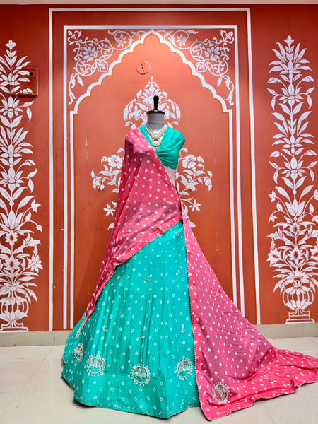 Chinon Silk Bandhej Lehenga