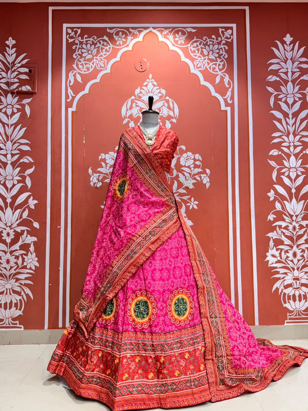 Bandhej Floral Lehenga