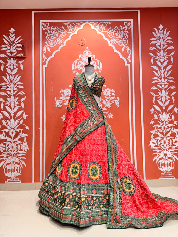 Bandhej Floral Lehenga