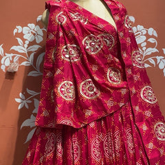 Pure Gazi Satin Silk Gota Mandana Lehenga
