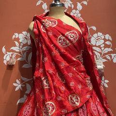 Pure Gazi Satin Silk Gota Mandana Lehenga