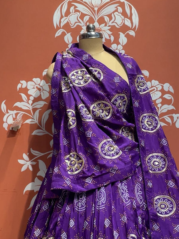 Pure Gazi Satin Silk Gota Mandana Lehenga