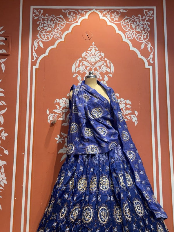 Pure Gazi Satin Silk Gota Mandana Lehenga