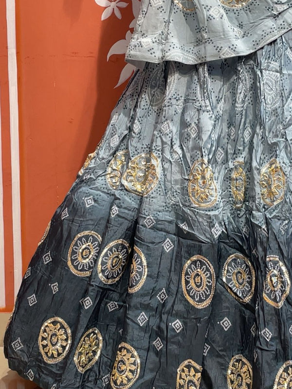 Pure Gazi Satin Silk Gota Mandana Lehenga