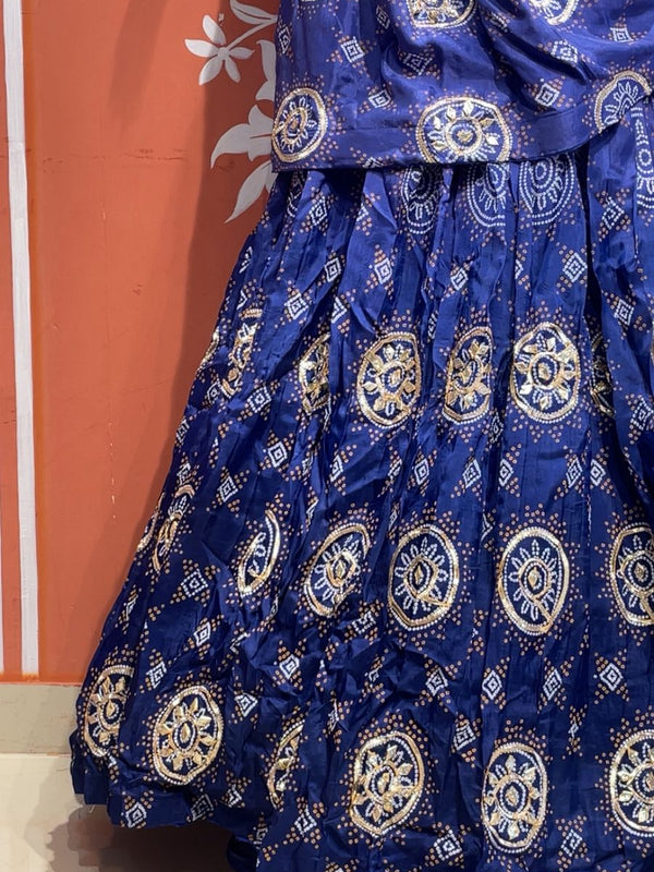 Pure Gazi Satin Silk Gota Mandana Lehenga