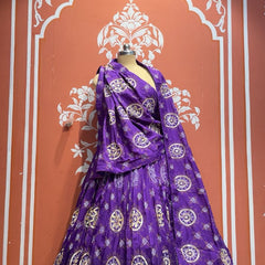 Pure Gazi Satin Silk Gota Mandana Lehenga