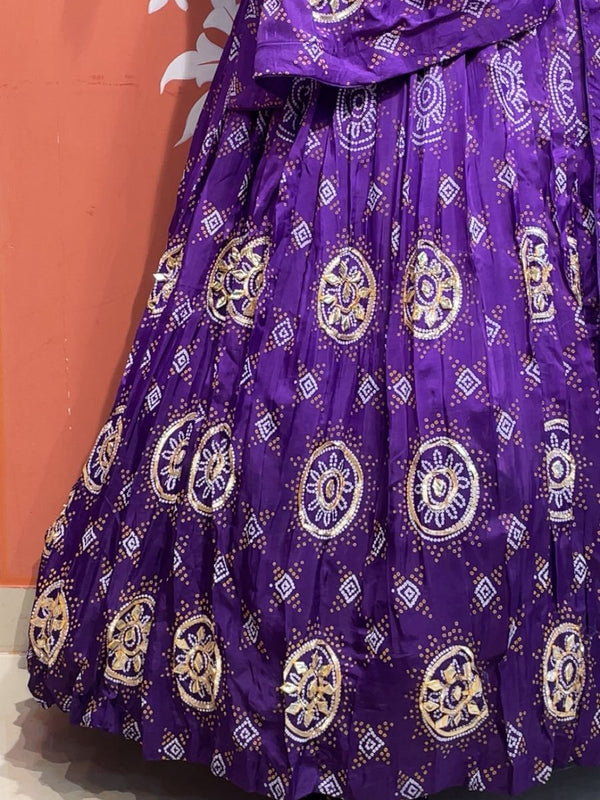 Pure Gazi Satin Silk Gota Mandana Lehenga