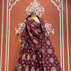 Pure Gazi Satin Silk Gota Mandana Lehenga