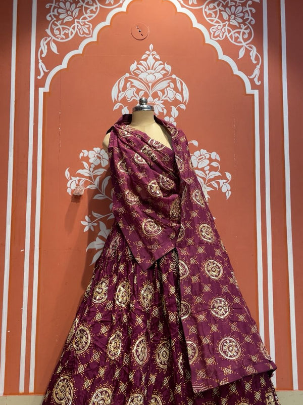 Pure Gazi Satin Silk Gota Mandana Lehenga