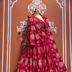 Pure Gazi Satin Silk Gota Mandana Lehenga