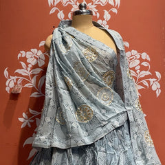 Pure Gazi Satin Silk Gota Mandana Lehenga