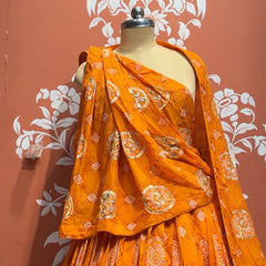 Pure Gazi Satin Silk Gota Mandana Lehenga