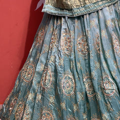 Pure Gazi Satin Silk Gota Mandana Lehenga