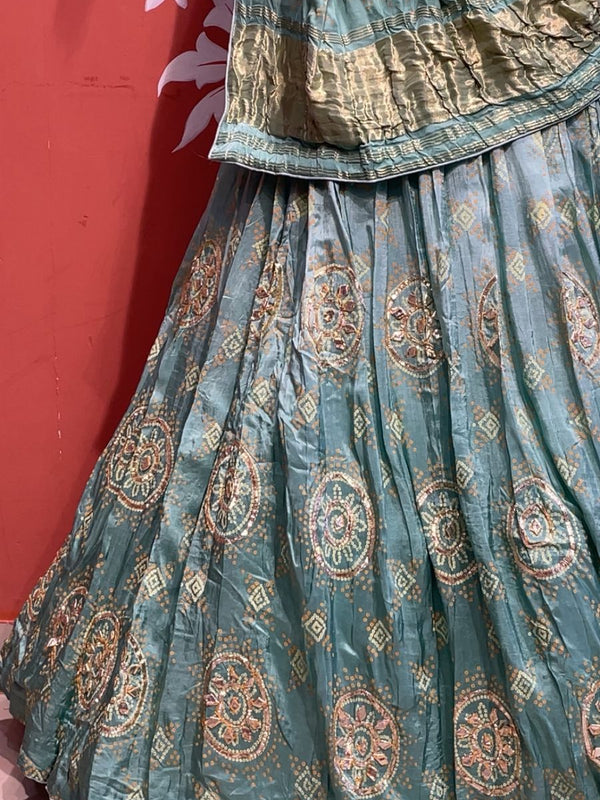 Pure Gazi Satin Silk Gota Mandana Lehenga