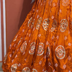 Pure Gazi Satin Silk Gota Mandana Lehenga