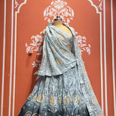 Pure Gazi Satin Silk Gota Mandana Lehenga