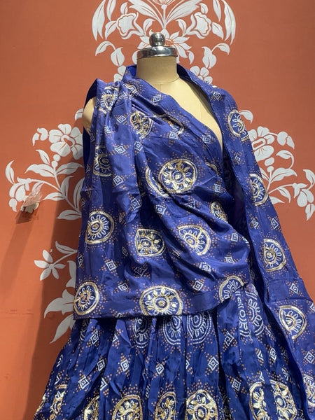 Pure Gazi Satin Silk Gota Mandana Lehenga