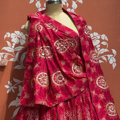 Pure Gazi Satin Silk Gota Mandana Lehenga