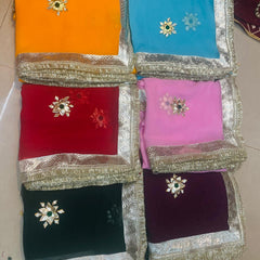 Royal Georgette kachcha Gota Saree