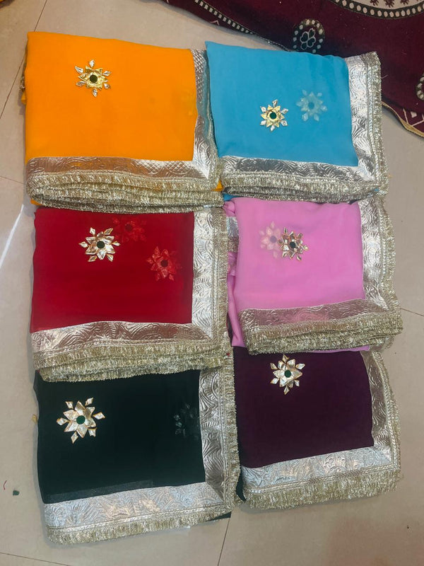 Royal Georgette kachcha Gota Saree