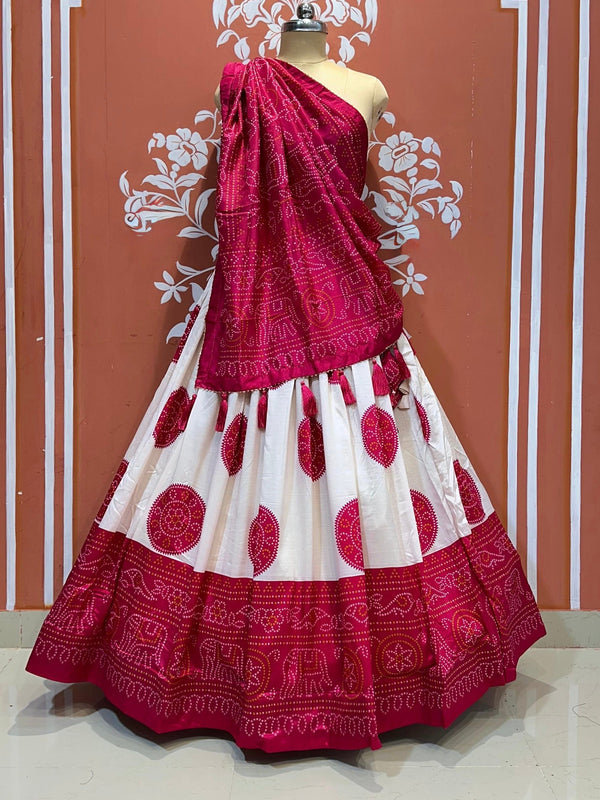TUSSAR SILK GUJRATI BOOTA LEHENGA
