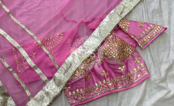 Aangi Blouse Gota lappa saree