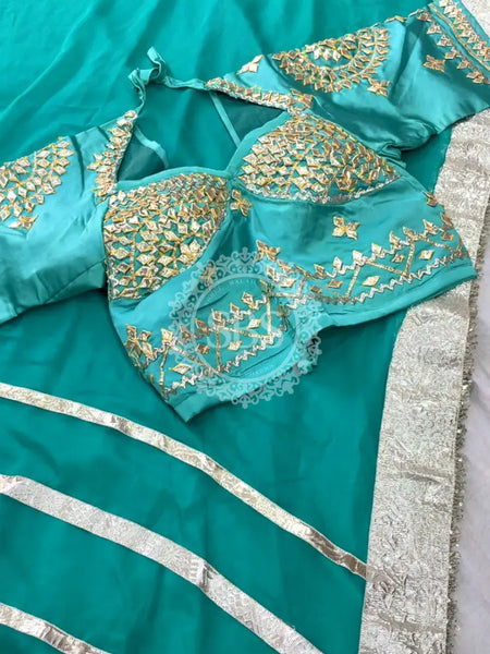 Aangi Blouse Gota lappa saree