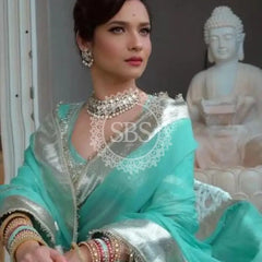 Aangi Blouse Gota lappa saree Aqua
