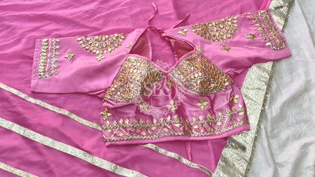 Aangi Blouse Gota lappa saree Pink