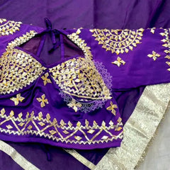 Aangi Blouse Gota lappa saree Purple