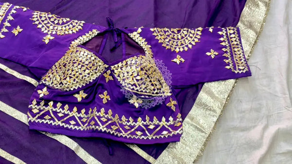 Aangi Blouse Gota lappa saree Purple