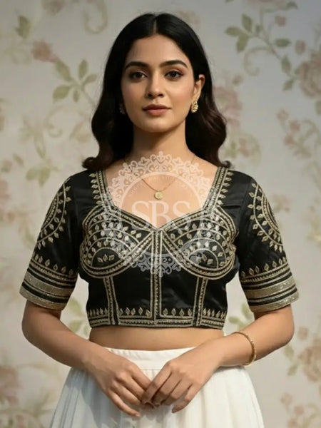 Aangi Gazi Silk Blouse BLACK