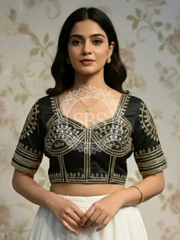 Aangi Gazi Silk Blouse BLACK