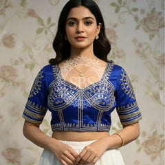 Aangi Gazi Silk Blouse Blue