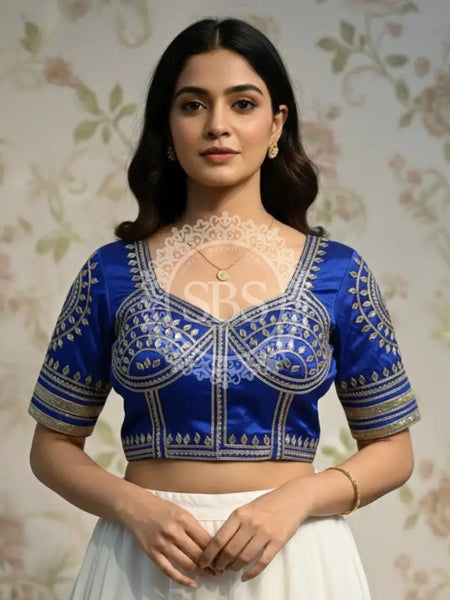 Aangi Gazi Silk Blouse Blue