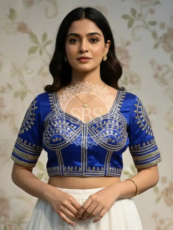 Aangi Gazi Silk Blouse Blue