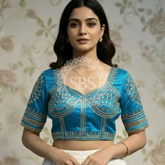 Aangi Gazi Silk Blouse Light Blue